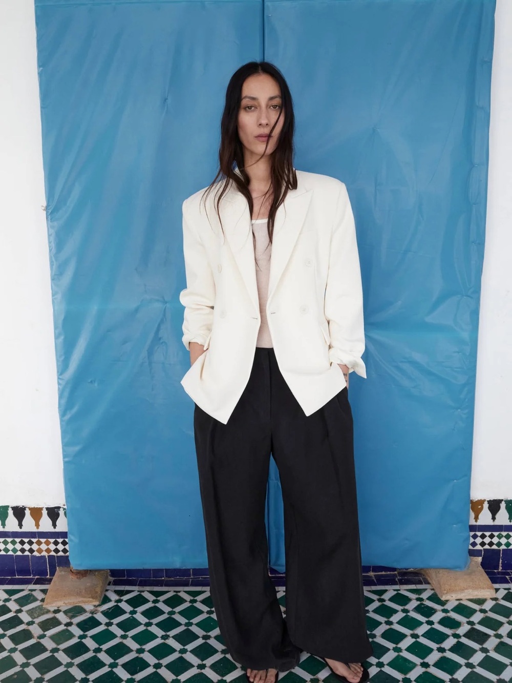 Mango Black Wide-Leg Tailored Pants